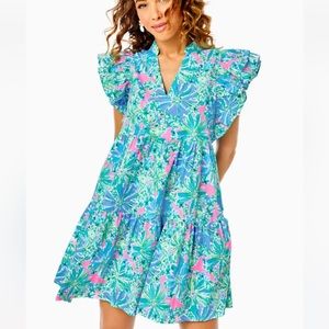 Aldena Ruffle Sleeve Cotton Dress size small